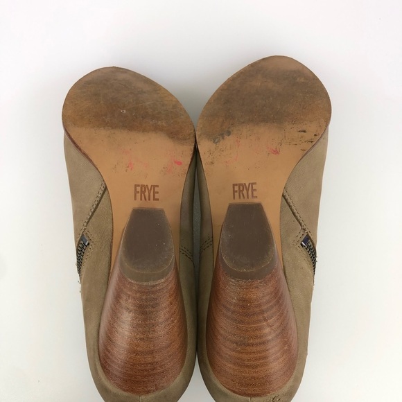 Frye Leather Judith Tan Side Zip Bootie Boots Size 8.5 - Picture 6 of 8